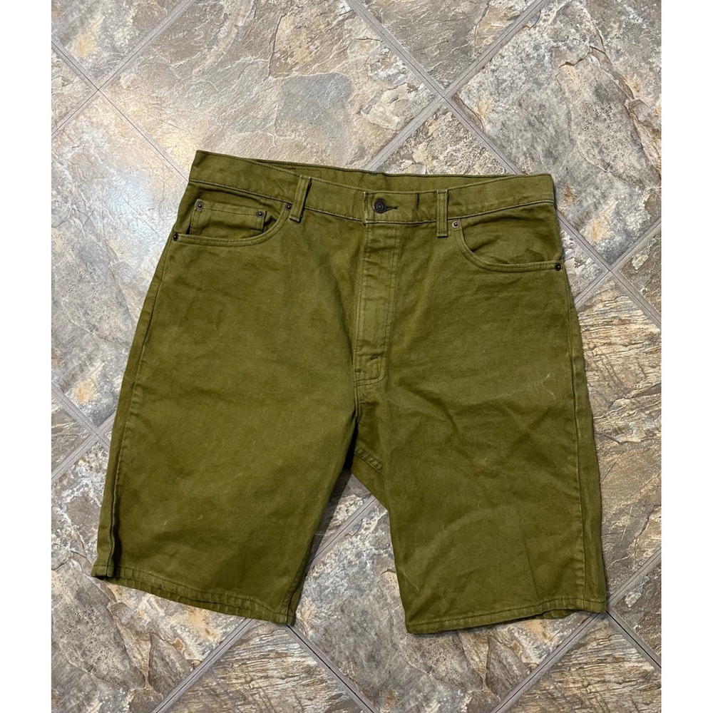 Levis 550 Shorts Mens 36 Green Vintage 90s Made in USA 550XX Olive